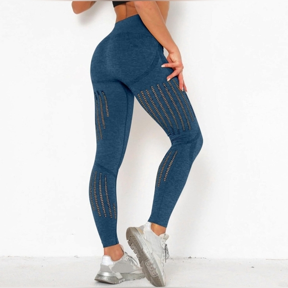 All 3 Seamless Orange,Blue, Grey Leggings - Picture 11 of 16